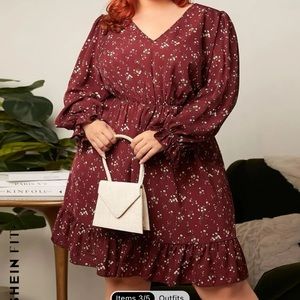 Shein Fit+ Maroon Floral Dress